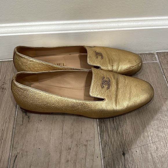 Chanel Gold Loafers - Picture 2 of 6